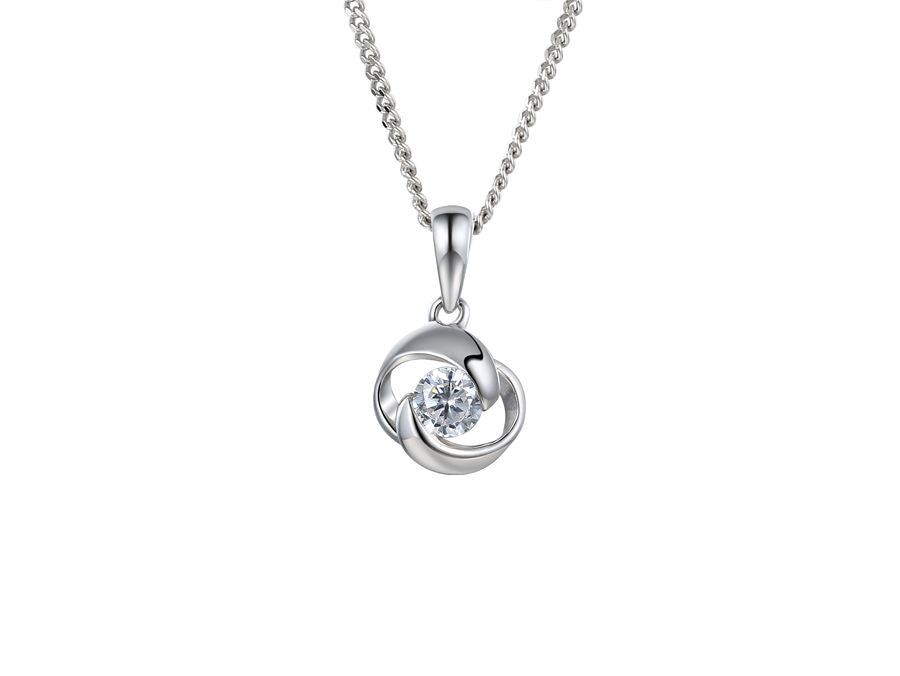 9ct White Gold Cubic Zirconia Solitaire Pendant