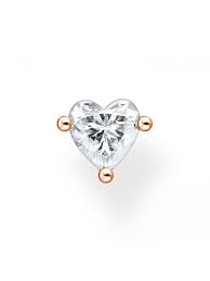 Thomas Sabo Rose Gold Plated Single Cubic Zirconia Heart Erg Earrings
