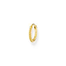 Thomas Sabo Yellow Gold Plated Single Small Rope Hoop Erg Earrings