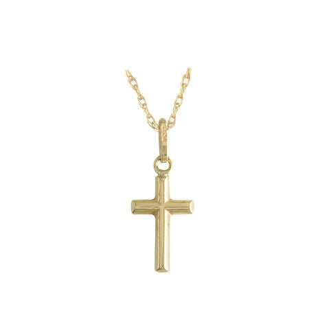9ct Yellow Gold Small Cross Pendant 16'