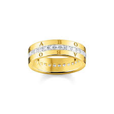 Thomas Sabo Yellow Gold Plated Pave Band Ring - 56
