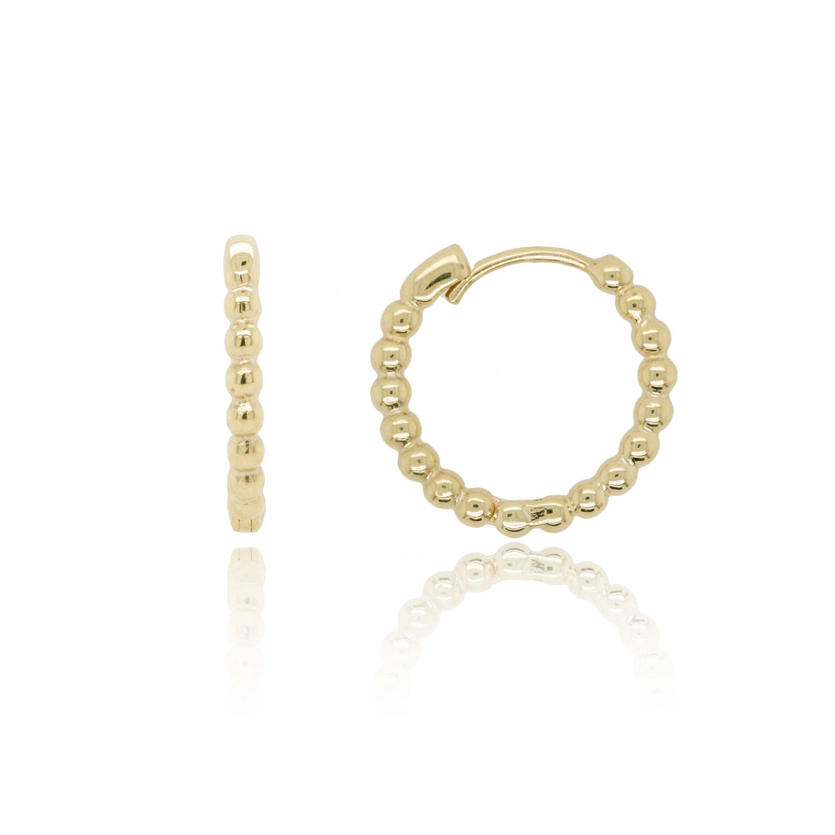 9ct Yellow Gold Beaded Hoop Earrings