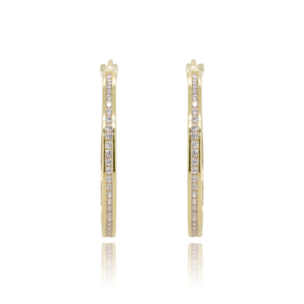9ct Yellow Gold Cubic Zirconia Creole Hoop Earrings