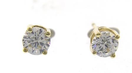 9ct Yellow Gold CZ Paperclip Earrings