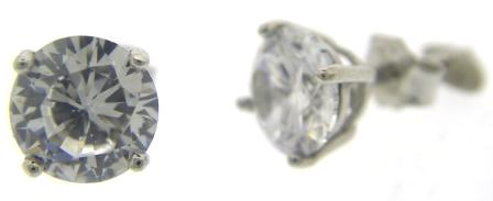 Sterling Silver 6mm Round CZ Stud Earrings