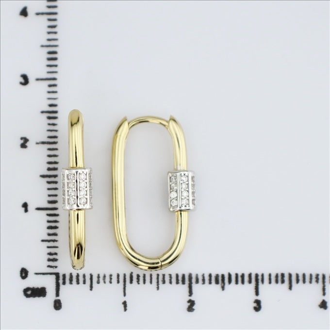 9ct Yellow Gold Three Stone CZ Stud Earrings