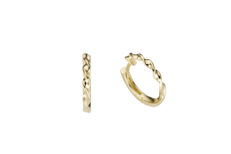 Exquisite 9ct Yellow Gold Twist Hoop Earrings