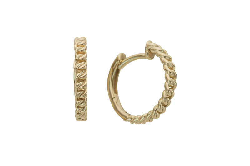 9ct Yellow Gold Elongated Huggy Hoop Earrings