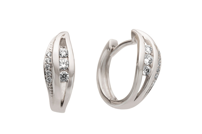 9ct Yellow Gold Cubic Zirconia Hoop Earrings