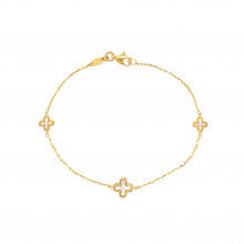 9ct Yellow Gold Mother of Pearl Flower Bracelet