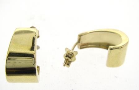 9ct Yellow Gold Rubover CZ Ball Half Hoop Earrings