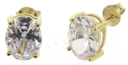 9ct Yellow Gold Oval Cubic Zirconia Stud Earrings