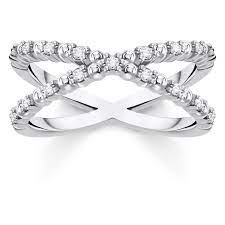 Thomas Sabo Sterling Silver Crossover Ring with Cubic Zirconia