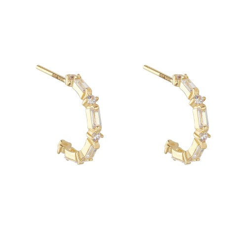 9ct Yellow Gold Star Drop Hoop Earrings