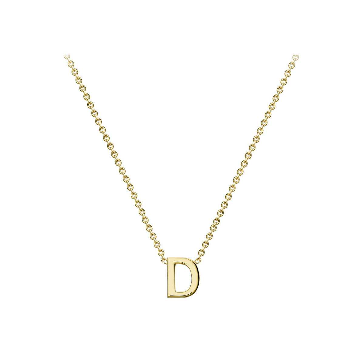9ct Yellow Gold Mini Initial D Pendant 15'-17'