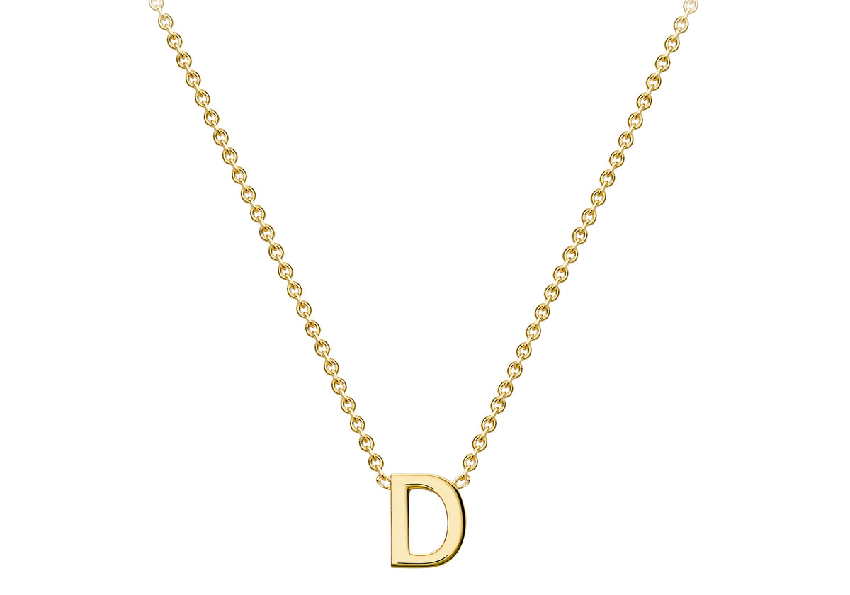 9ct Yellow Gold Mini Initial D Pendant 15'-17'