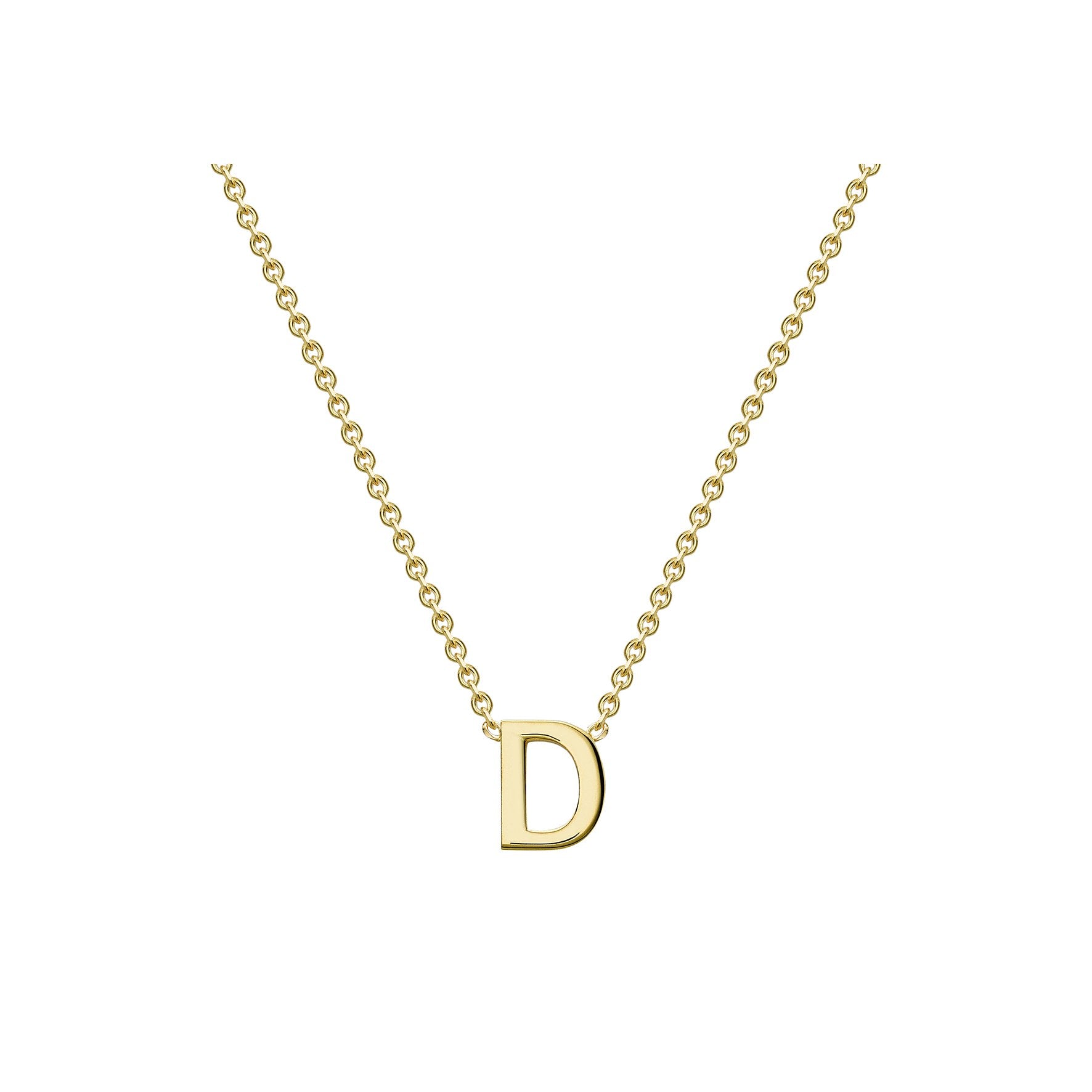 9ct Yellow Gold Mini Initial D Pendant 15'-17'