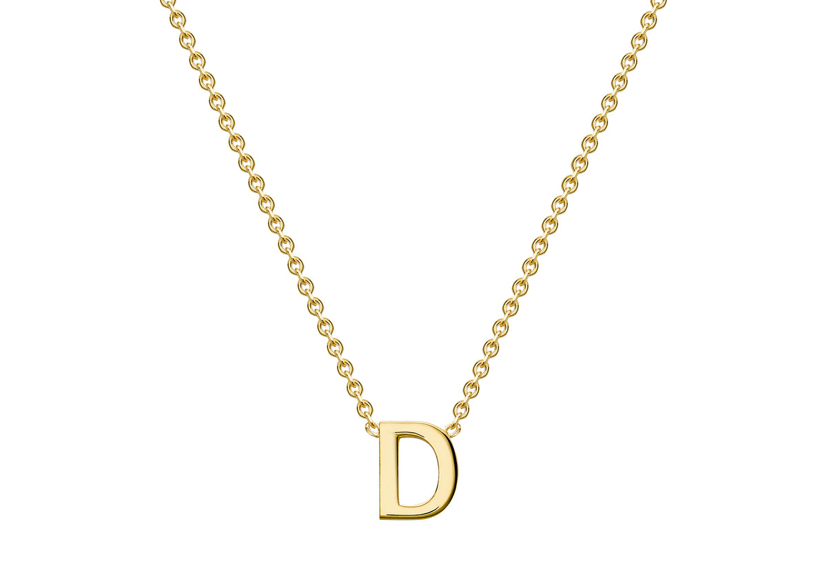 9ct Yellow Gold Mini Initial D Pendant 15'-17'