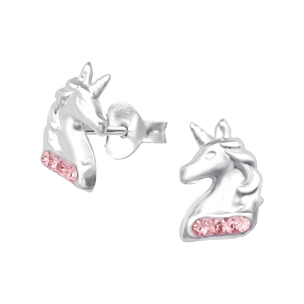 Sterling Silver Unicorn Stud Earrings