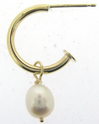 9ct Yellow Gold Cultured Pearl Hoop Earrings