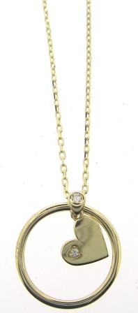 9Y CZ Heart Inset Circle Pndt