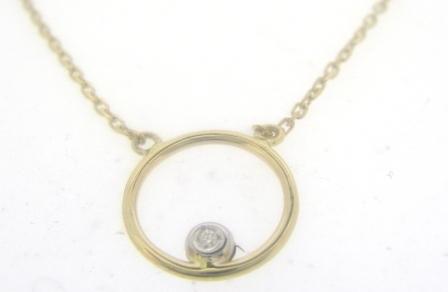 9ct Yellow Gold Diamond Open Circle Necklace