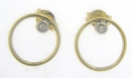 9ct Yellow Gold Open Circle Cubic Zirconia Stud Earrings