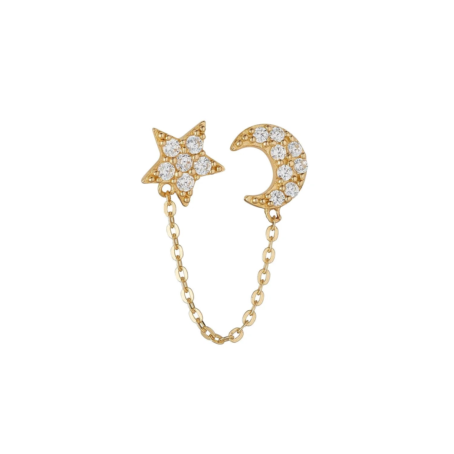 Elegant 9ct Yellow Gold Snake Threaded Stud Earring