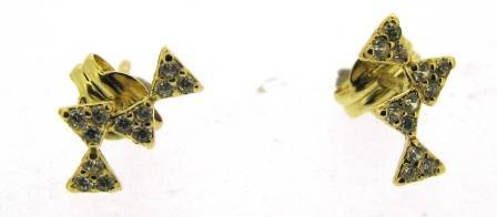 9ct Yellow Gold Cubic Zirconia Triangle Climber Stud Earrings