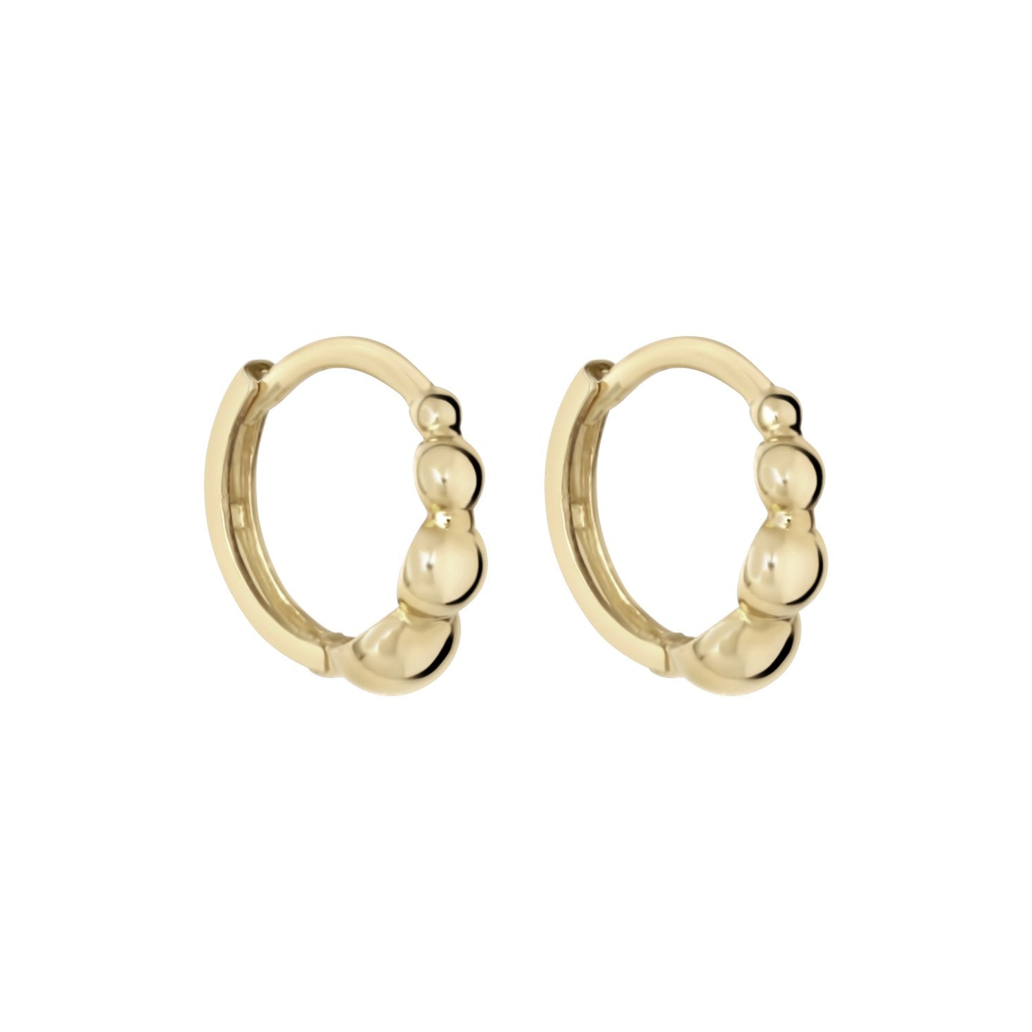 9ct Yellow Gold Triple Ball Huggie Hoops