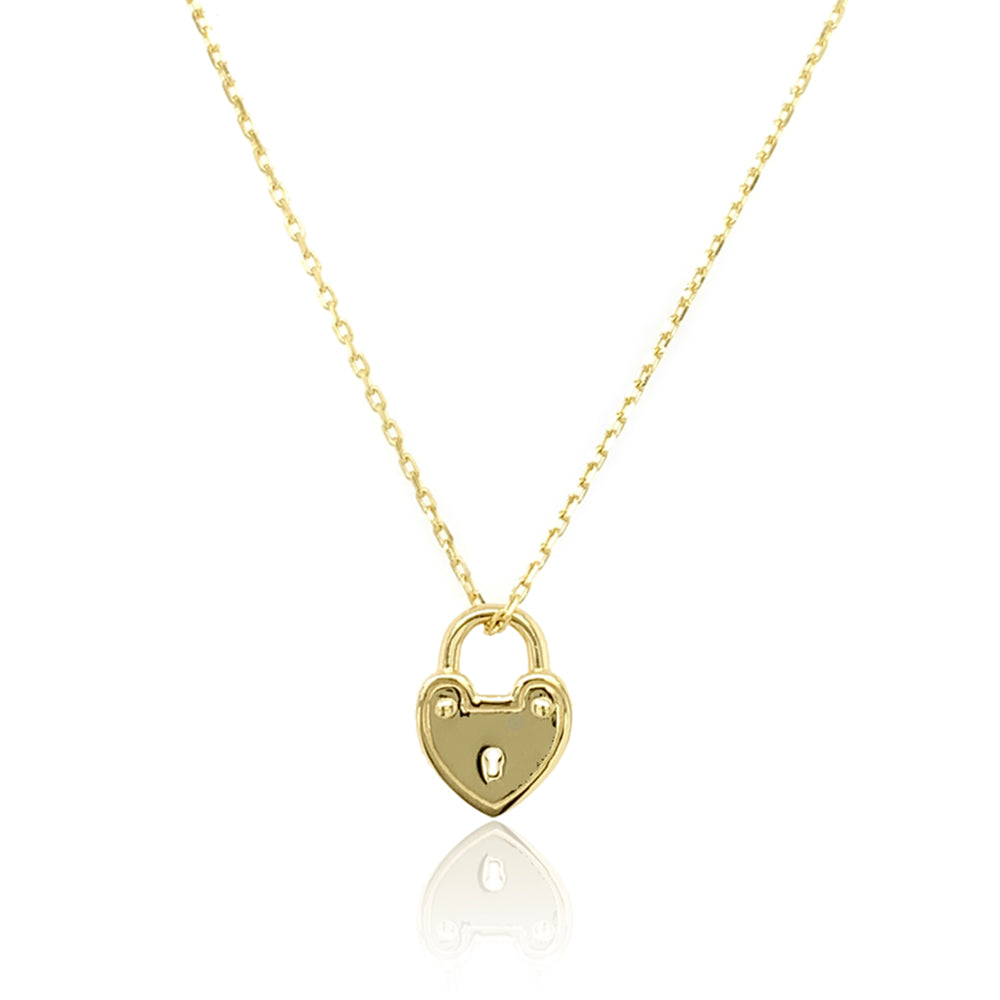 9ct Yellow Gold Padlock Heart Pendant