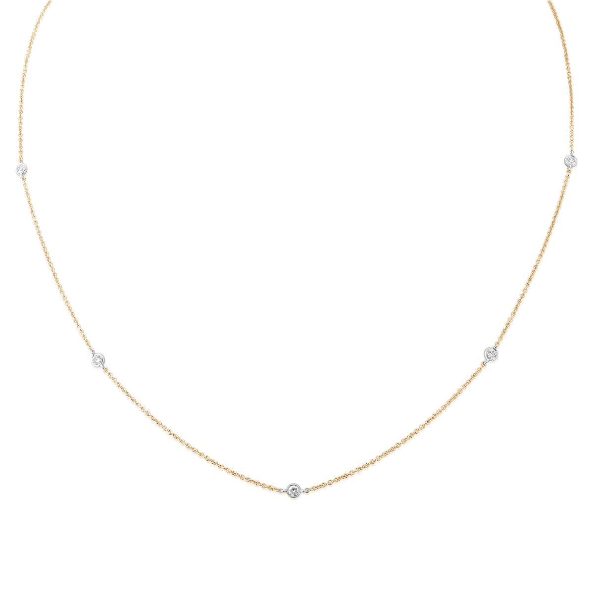 Elegant 9ct Yellow Gold Five Diamond Necklet
