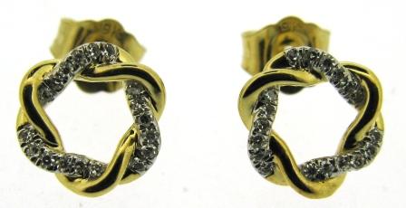 9ct Yellow Gold Diamond Twisted Open Circle Earrings