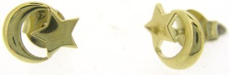 9ct Yellow Gold Moon & Star Stud Earrings