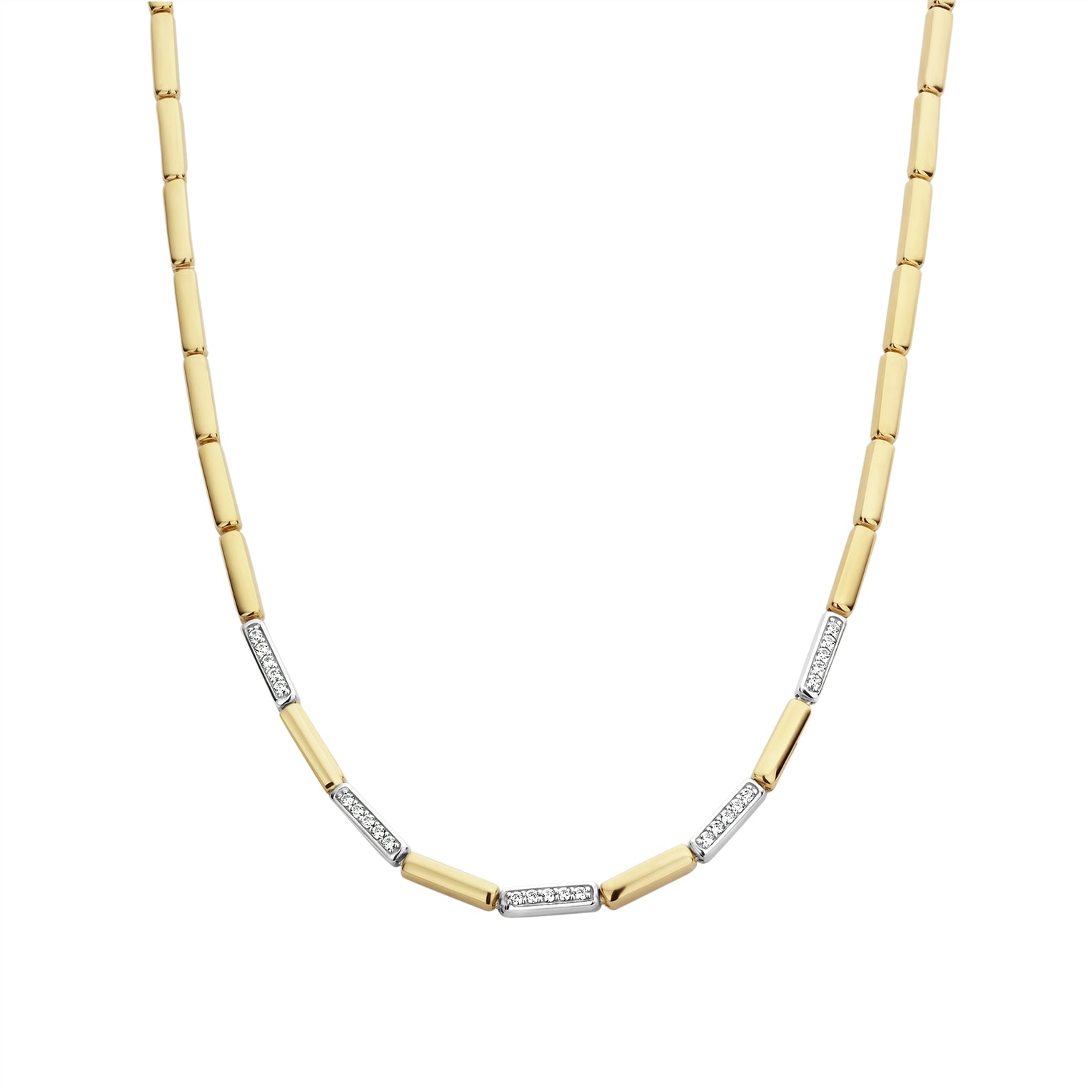 Ti Sento Cubic Zirconia Necklace - Silver & Gold, 42cm