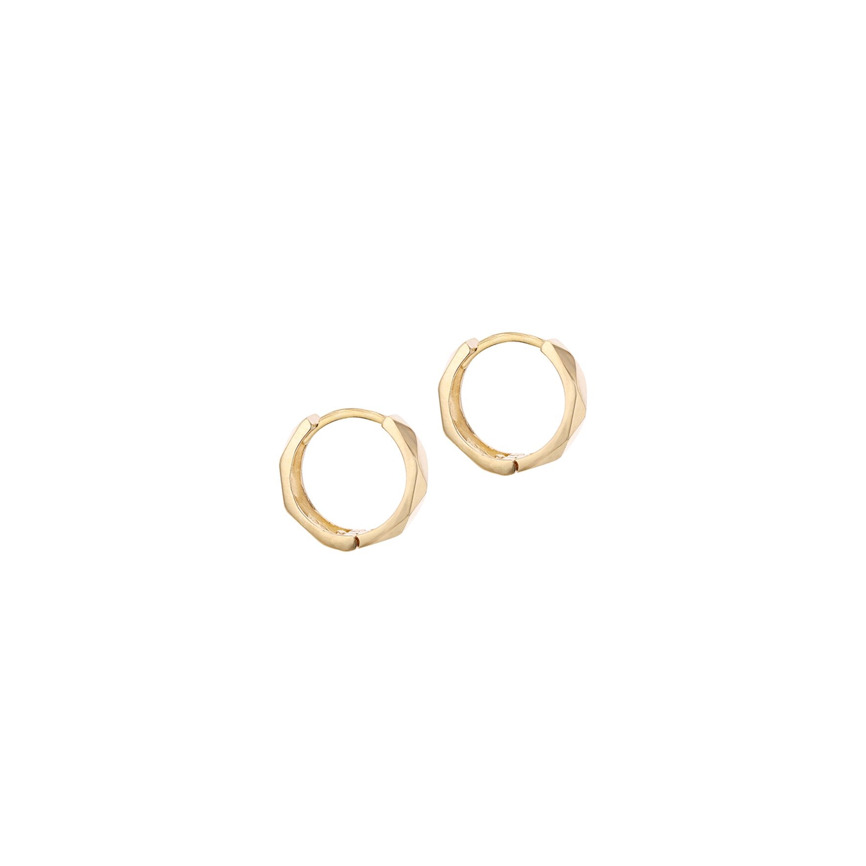9ct Yellow Gold Faceted Hoop Earrings 13mm