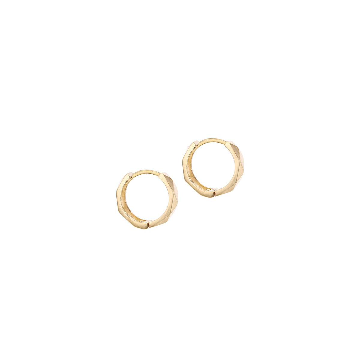 9ct Yellow Gold Faceted Hoop Earrings 13mm