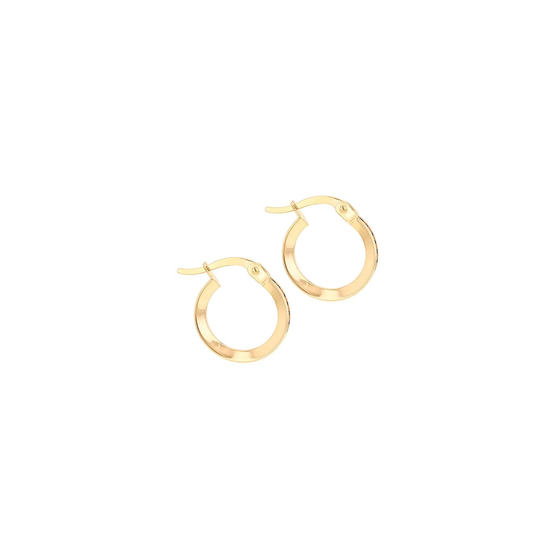 9ct Yellow Gold Blue CZ Hoop Earrings 14mm