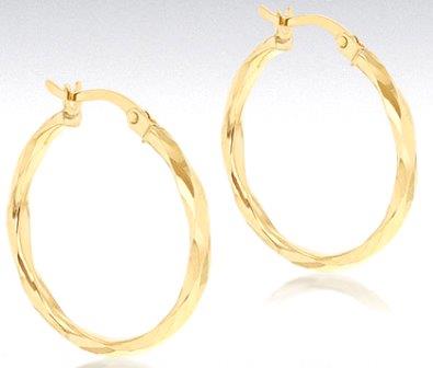 9ct Yellow Gold Diamond Cut Creole Earrings