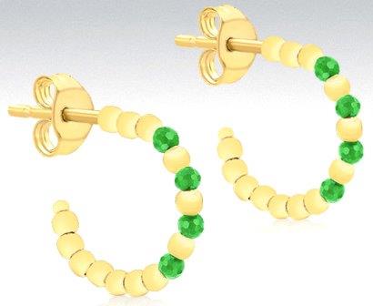 9ct Yellow Gold CZ Rectangle Hoop Earrings