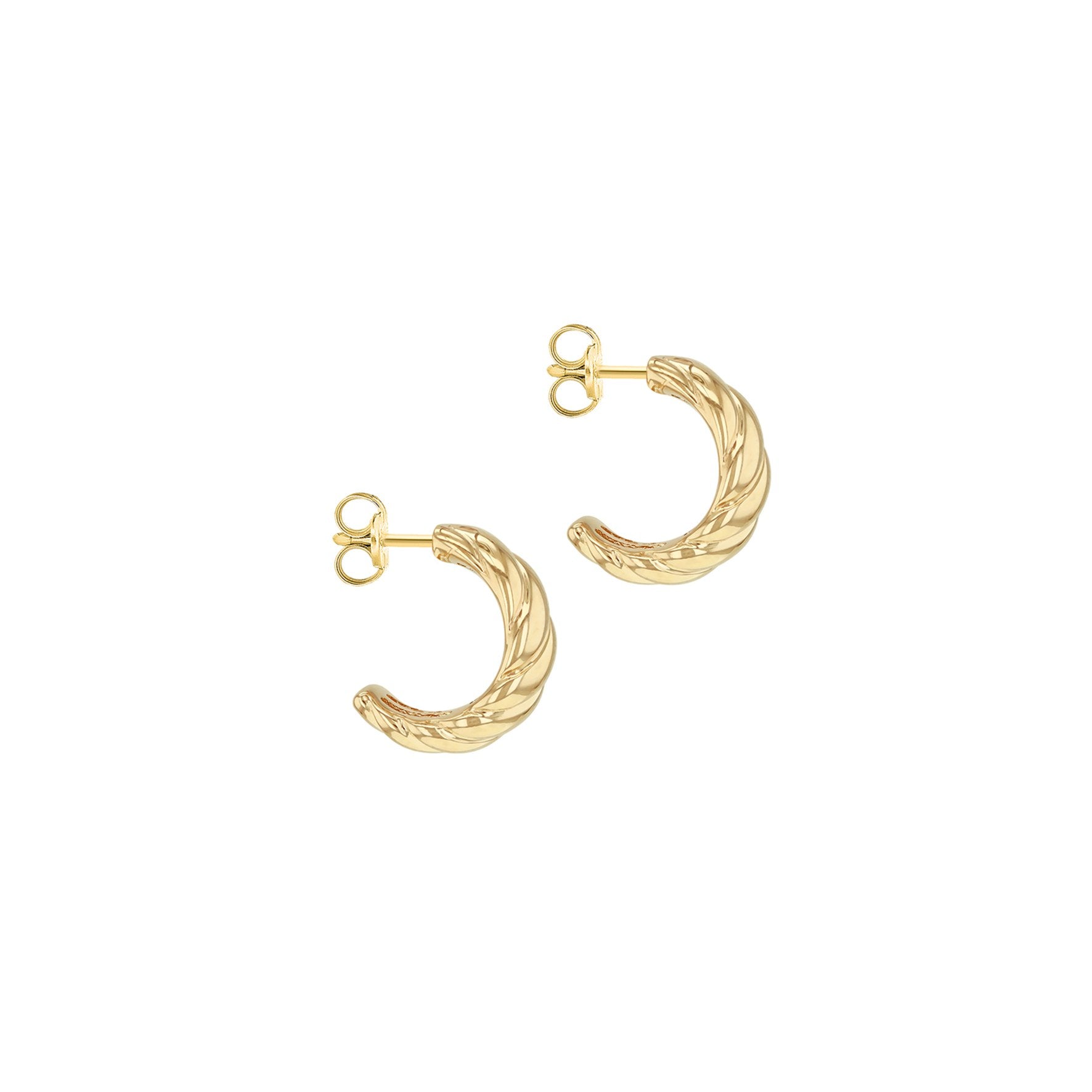 9ct Yellow Gold Chunky Twist Half Hoop Earrings