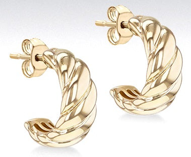 9ct Yellow Gold CZ Infinity Huggie Earrings