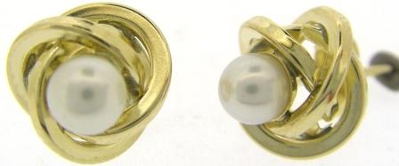 9ct Yellow Gold Freshwater Pearl Knot Earrings