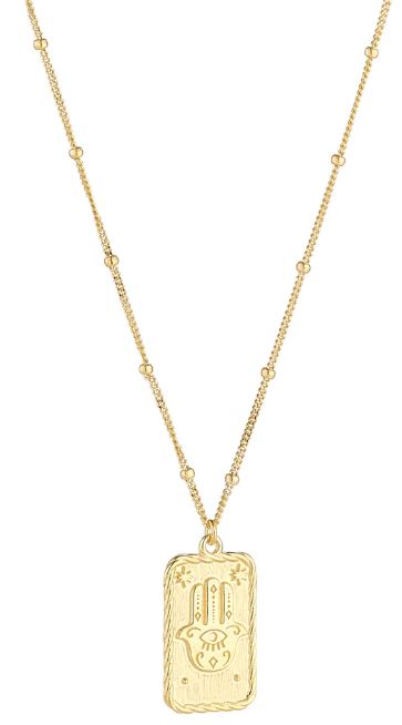 9ct Yellow Gold Hand of Fatima Tarot Card Necklace