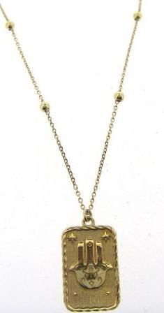 9ct Yellow Gold Hand Of Fatima Tarot Card Necklace