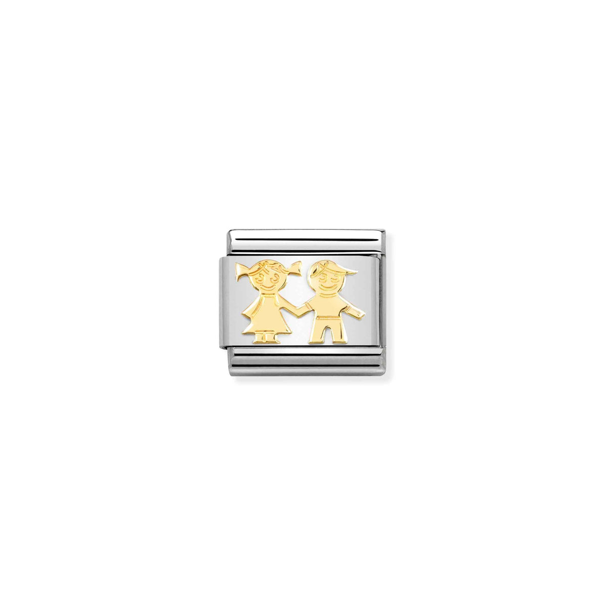 Nomination Composable Classic Sister & Brother Charm - Stainless Steel & Yellow Gold