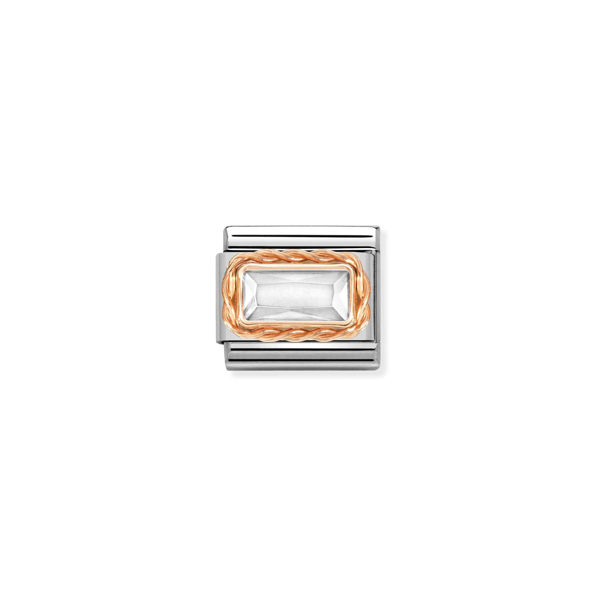 Nomination Composable Classic Rose Gold & Cubic Zirconia Baguette Link