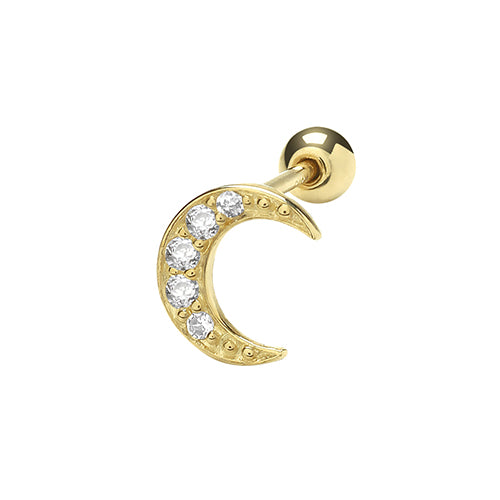 9ct Yellow Gold Cubic Zirconia Moon Single Stud Earring