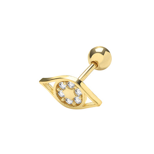 Elegant 9ct Yellow Gold Square Cubic Zirconia Stud Earring