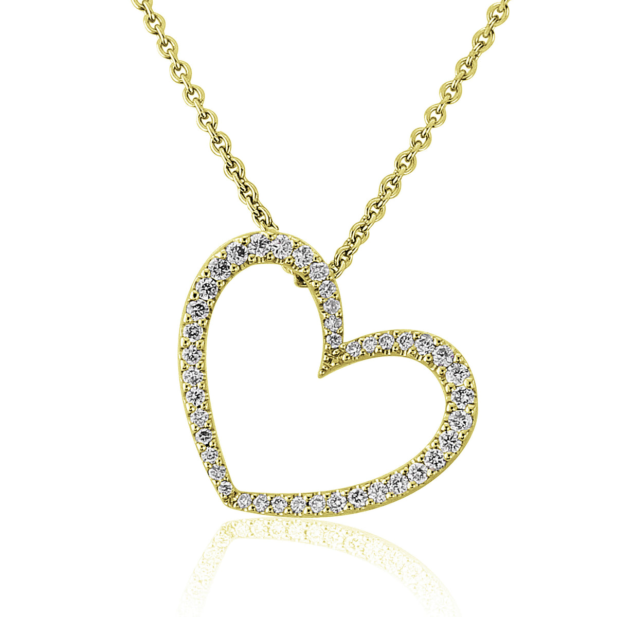 18ct Yellow Gold Diamond Open Heart Pendant